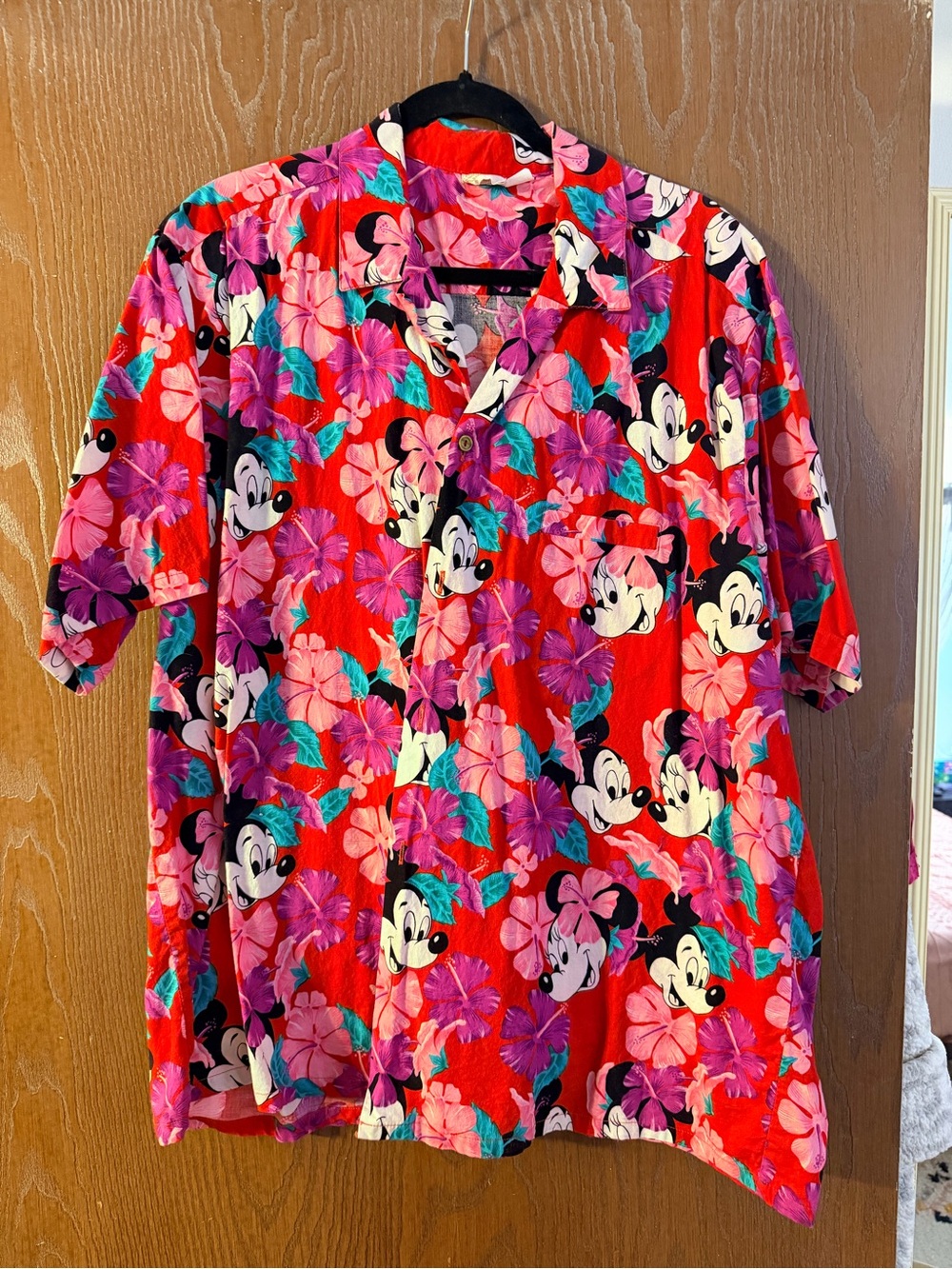Vintage Disney Mickey Minnie Hawaiian Shirt Barefoot in Paradise USA XXL